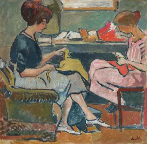 Dressmaker Prints: Two young women sewing, 1916. Creator: Valtat, Louis (1869-1952)