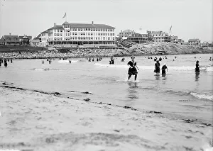 Paddling Prints: Young's Hotel from the beach, York, Me. c1904. Creator: Unknown
