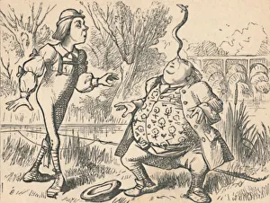 The youth and his father, who is balancing a fish on his nose, 1889. Artist: John Tenniel