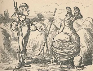 Nonsense Prints: The youth talking to this father, who is doing a handstand, 1889. Artist: John Tenniel
