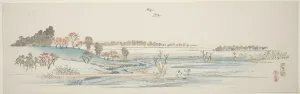 Ebangire Surimono Prints: Yuhigaoka, from an untitled series of famous views of the Edo suburbs