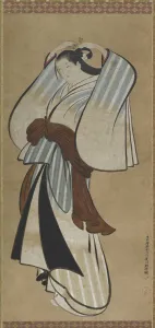 Yujo doing her hair, (18th century?). Creator: Hishikawa Moroyasu