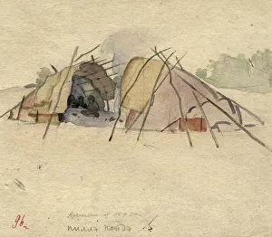 Cross Section Prints: A yurt of two halves. Selkups, 1920. Creator: A. G. Vargin
