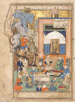 Safavid Period Prints: Yusuf and Zulaykha (recto); Illustration and Text (Persian Verses) in an Anthology
