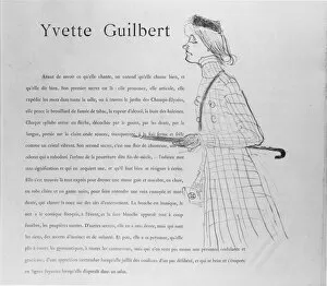 Toulouse Lautrec Monfa Collection: Yvette Guilbert, 1894. 1894. Creator: Henri de Toulouse-Lautrec