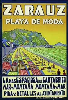 Art Deco Prints: Zarauz. Playa de Moda, c1929. Creator: Nikol (Nicolas Mugica) (1887-1948)