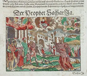 Zechariah's Vision: Christ's Entry into Jerusalem in the Background, 16th century. Creator: Jost Ammon