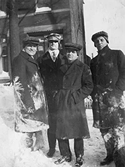Caps Prints: Zh. Baiskich with Friends, 1921. Creator: Unknown