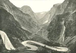 Poulton And Co Prints: The Zig-Zag road and Waterfalls, Stalheim, Norway, 1895. Creator: Poulton & Co