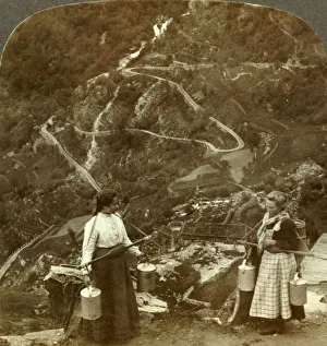 Winding Gallery: Zigzags of the famous Grjotlid road - mountain milk-maids along the way near Marok