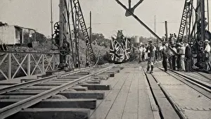 Zimbabwe Prints: Zimbabwe: people and a flag-covered train at the opening of Victoria Bridge