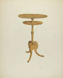 Bedside Table Prints: Zoar Bed Side Stand, c. 1939. Creator: Angelo Bulone