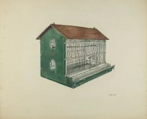 Birdhouse Prints: Zoar Bird Cage, c. 1939. Creator: Angelo Bulone