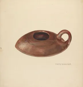 Boehmer Fritz Prints: Zoar Fat Lamp, c. 1937. Creator: Fritz Boehmer