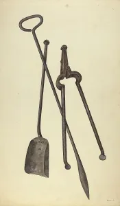 Tongs Prints: Zoar Fire Tongs, Poker and Shovel, 1937. Creator: Jerry Guinta