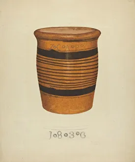 Slip Decoration Prints: Zoar Flower Pot, c. 1937. Creator: Richard Barnett