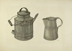 Pail Prints: Zoar Tin Coffee Pot and Pail, c. 1938. Creator: John Wilkes