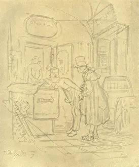 Spitzweg Prints: Zollvisitation I, mid-late 19th century, (c1924). Creator: Carl Spitzweg