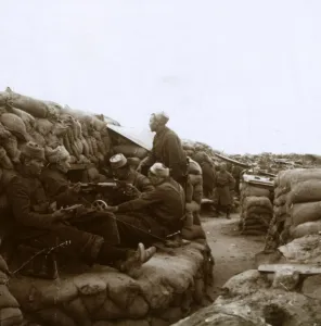 Zouaves near the River Yser, Nieuwpoort, Flanders, Belgium, c1914-c1918