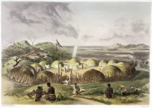Zulu Gallery: Zulu Kraal near Umlazi, Natal, 1849. Artist: George French Angas