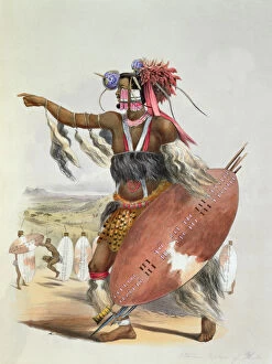 Zulu Gallery: Zulu warrior, Utimuni, nephew of Chaka the late Zulu king, 1849