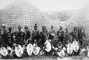African Gallery: Zulu warriors, Southern Africa, c1875