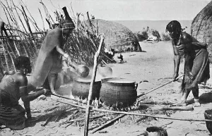 Zulu Gallery: Zulu wives brewing utshwala (beer), Natal, 1912