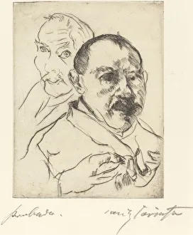 Corinth Lovis Prints: Zwei Mannliche Studienkopfe?Selbstbildnisse (Sketch of Two Male Heads