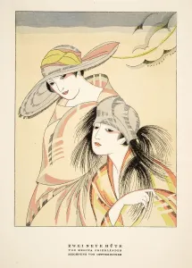 Zwei Neue Hute by Regina Friedlander, from Styl, pub. 1922 (pochoir Print)